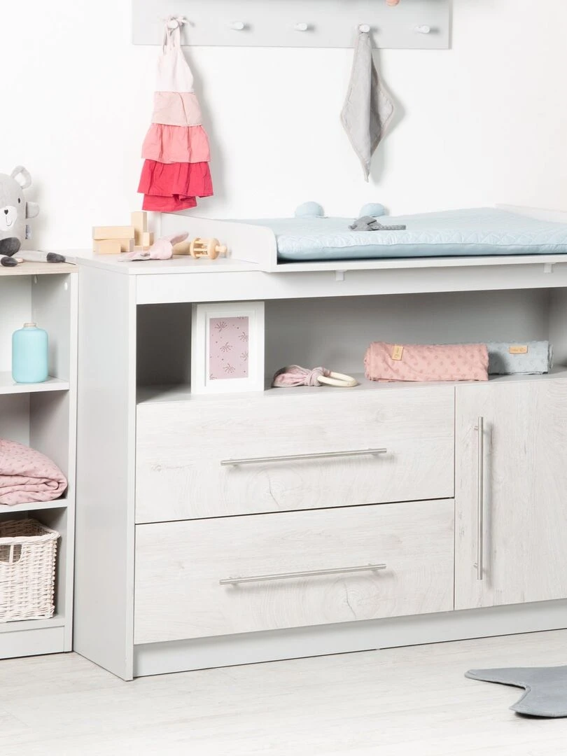 ROBA Commode à Langer "Maren 2" – avec Plan à Langer Amovible – Gris clair / Chêne blanchi Gris Gris clair