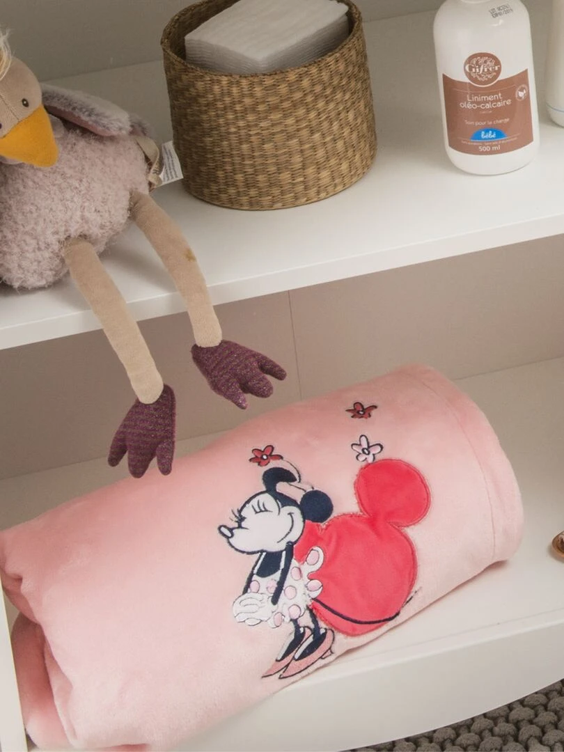 Couverture bi matière Minnie Confettis 75x100 cm   Rose