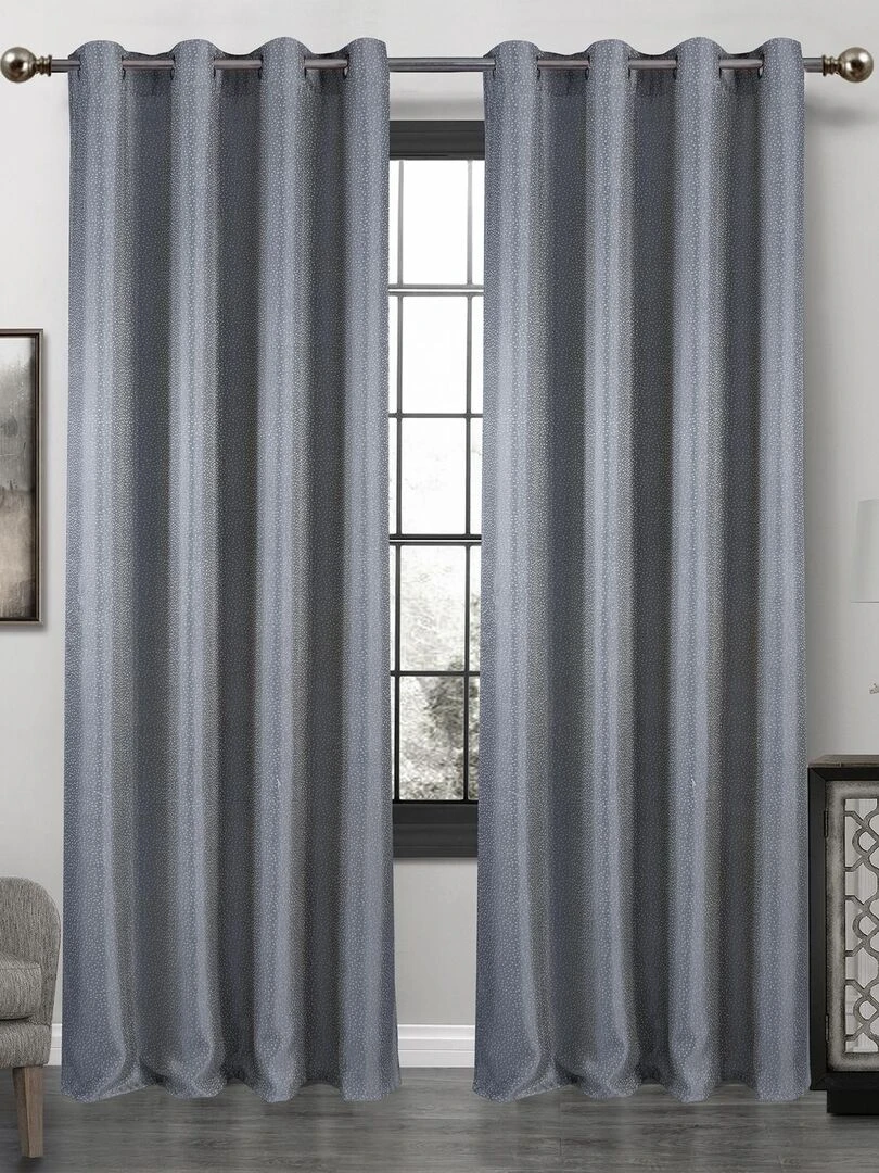 Paire de rideaux obscurcissant à point blanc Gris