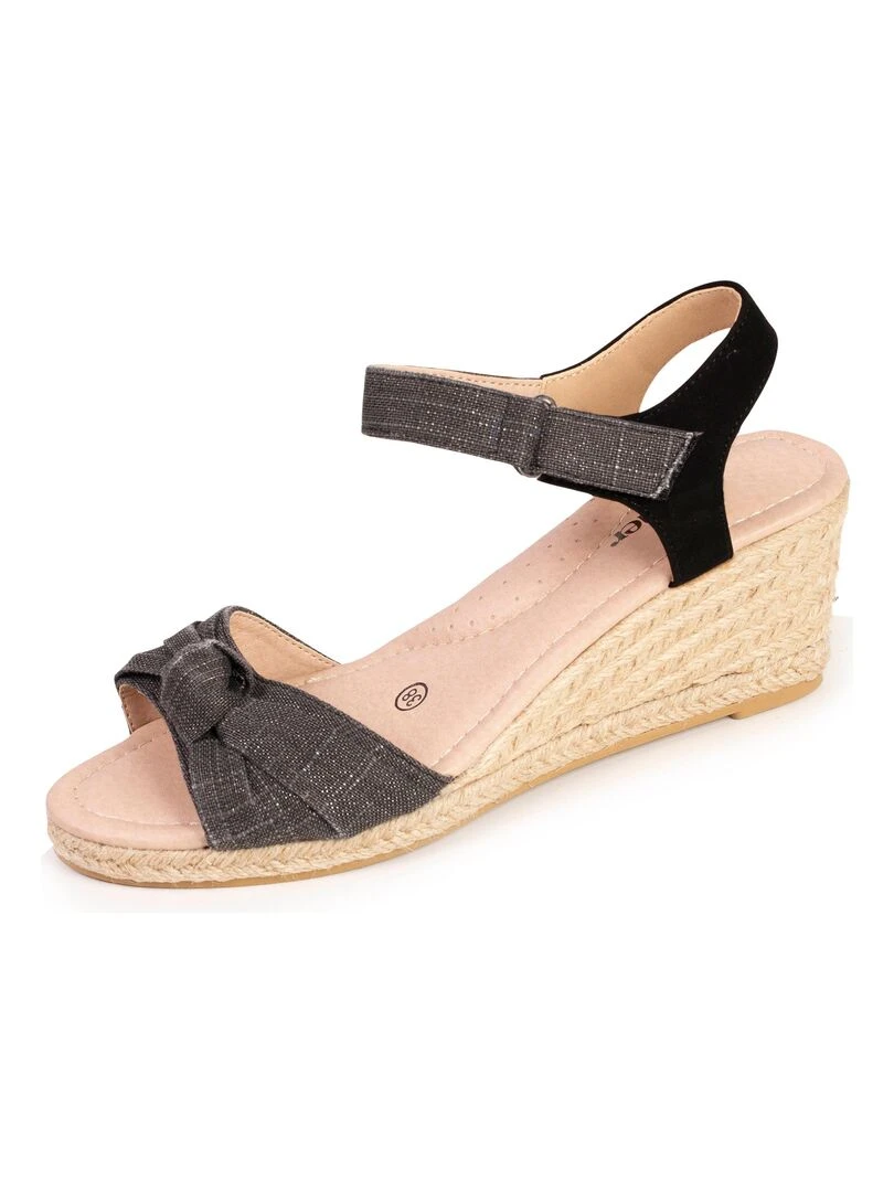 Espadrilles Femme nœud talon Noir Noir