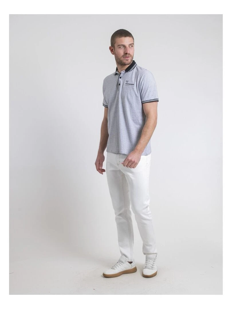 Polo manches courtes pur coton motifs PIROULIO   Noir