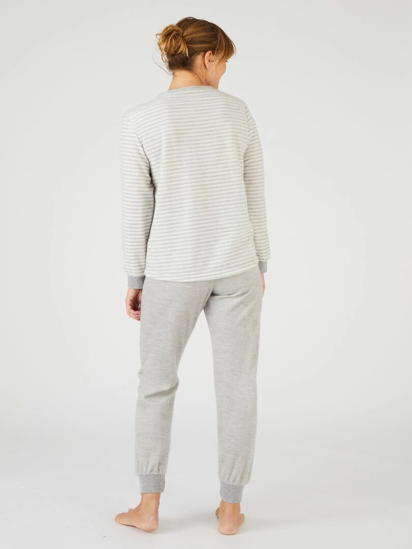 Pyjama manches longues maille duveteuse Thermolactyl   Damart   Gris chiné