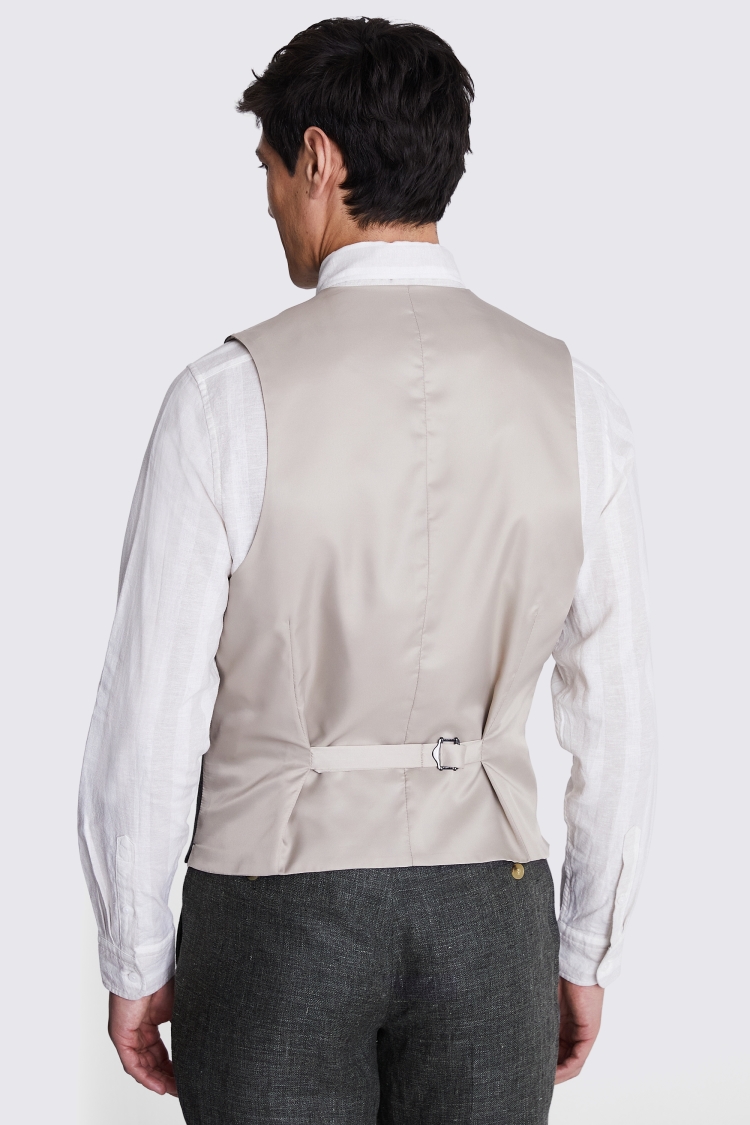 Regular Fit Khaki Linen Waistcoat Buy Online at Moss