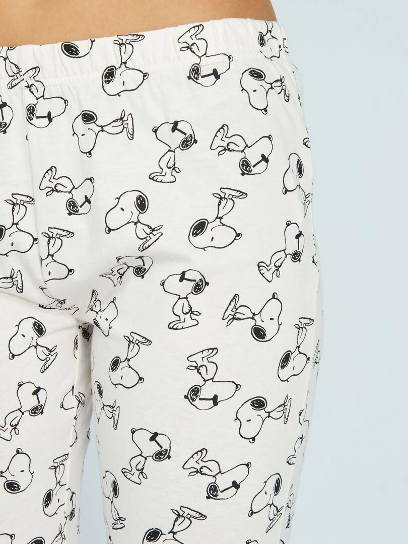 Pyjama long 'Snoopy'   2 pièces   Gris/rose