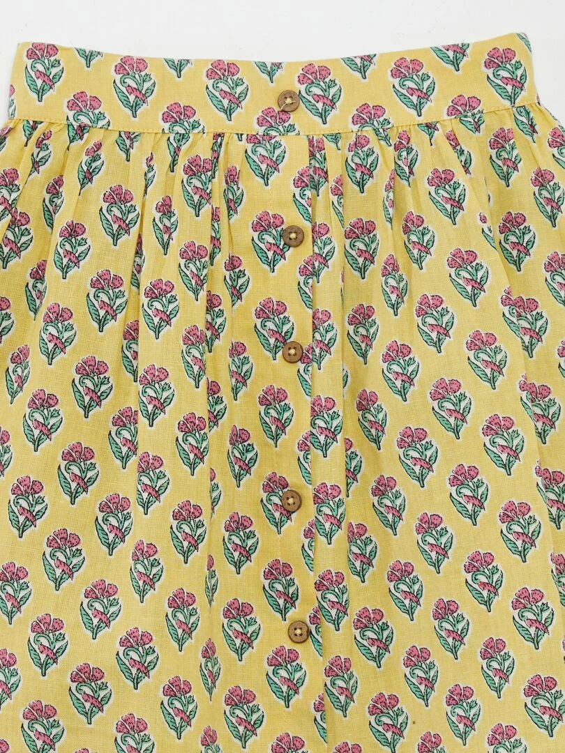 Jupe en lin mélangé   Jaune