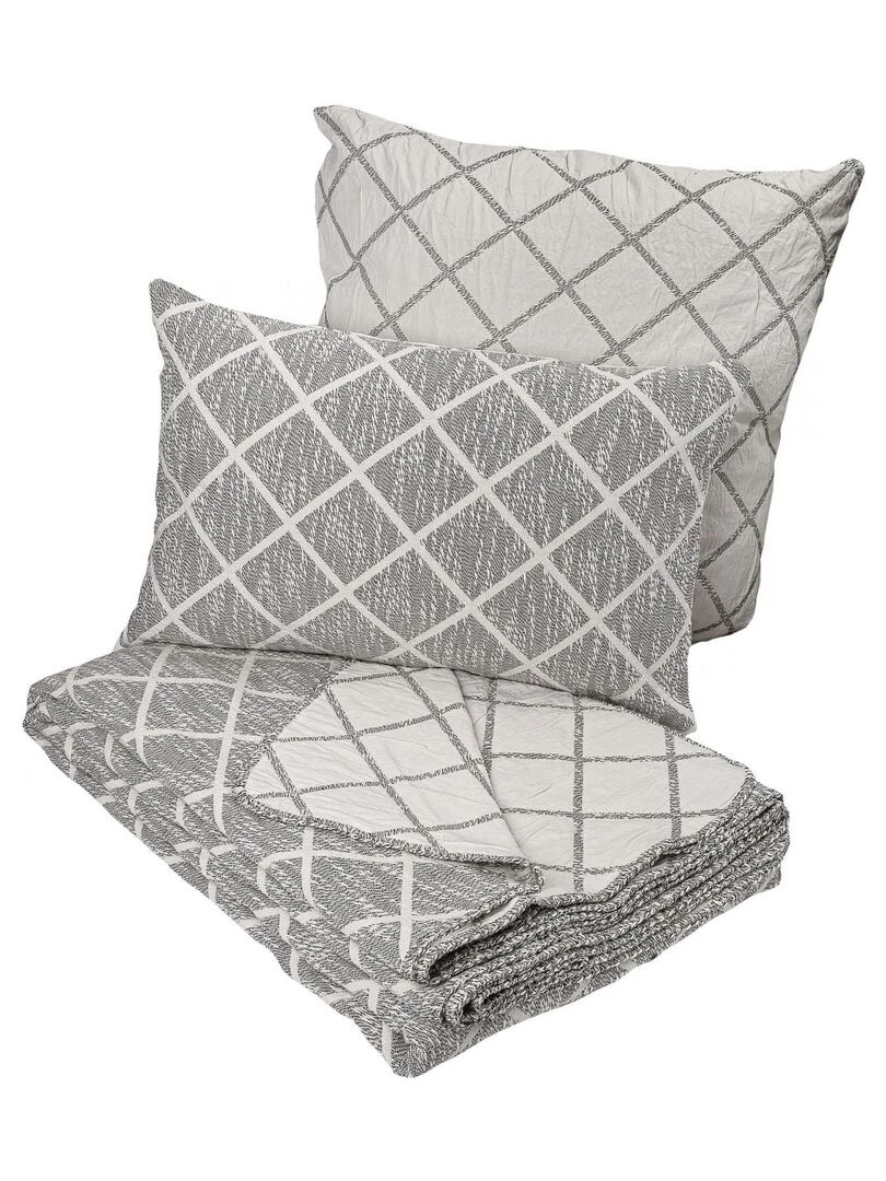 Housse d'oreiller réversible en jacquard Gris clair
