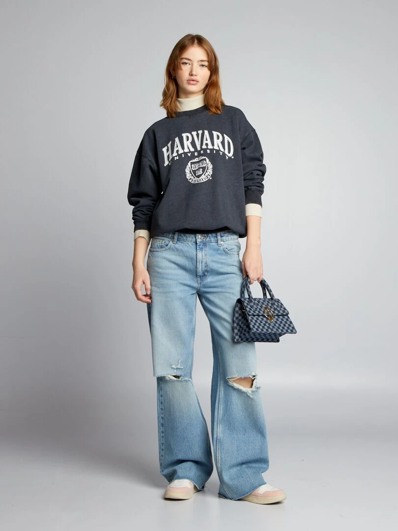 Sweat oversize 'Harvard' à col rond Gris