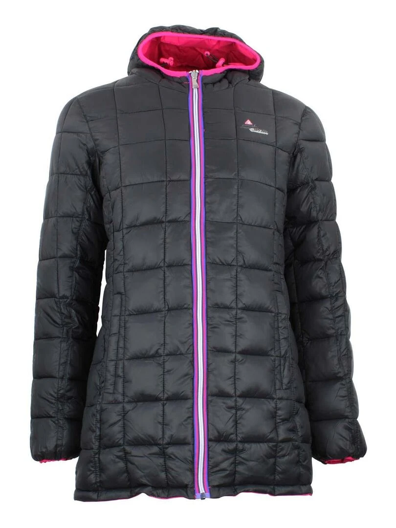 Doudoune longue réversible de ski femme AWILL PEAK MOUNTAIN Rose fushia