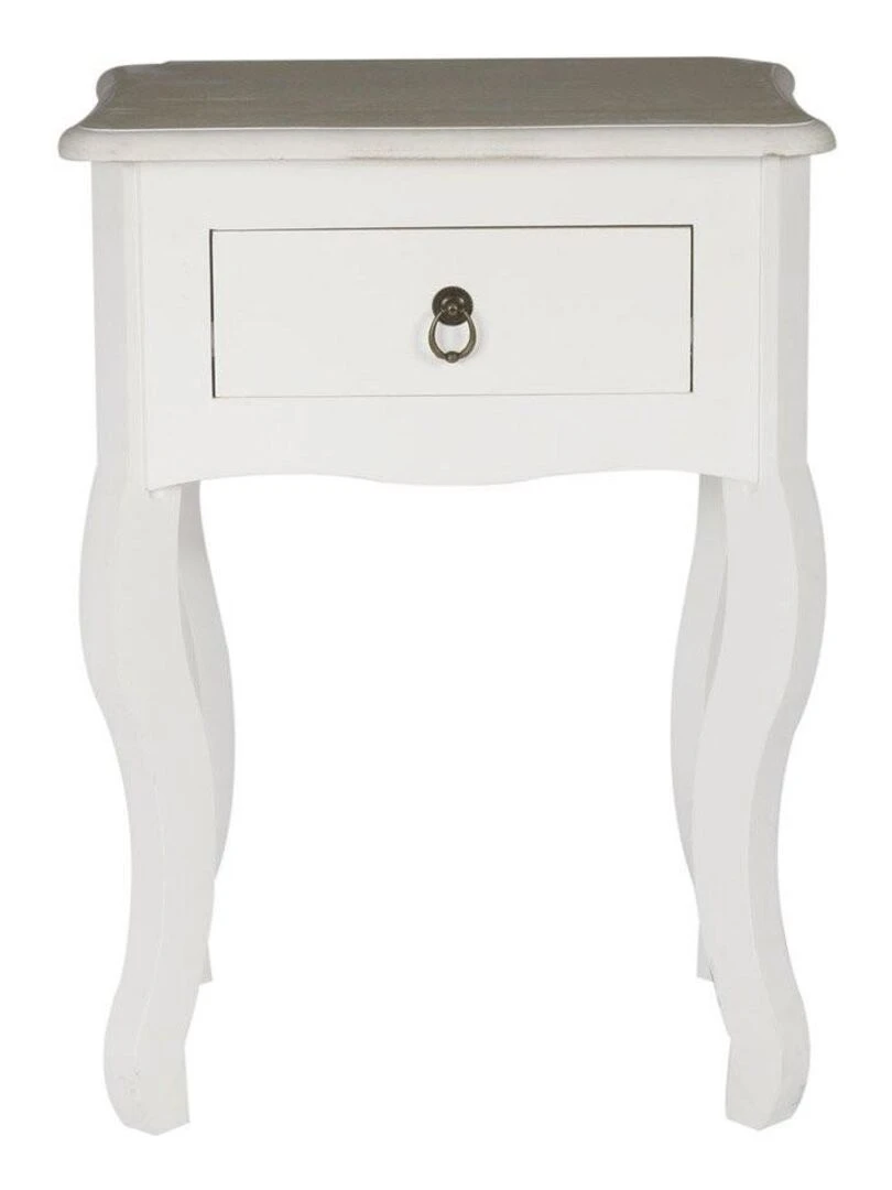 Chevet 1 tiroir Victoria blanc   Blanc