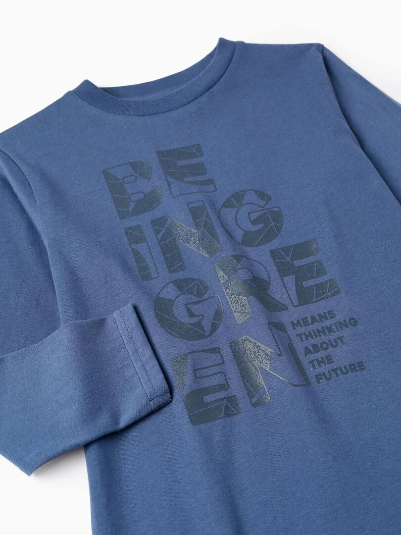 T shirt à manches longues pour garçon 'Being Green' manches longues   Bleu foncé
