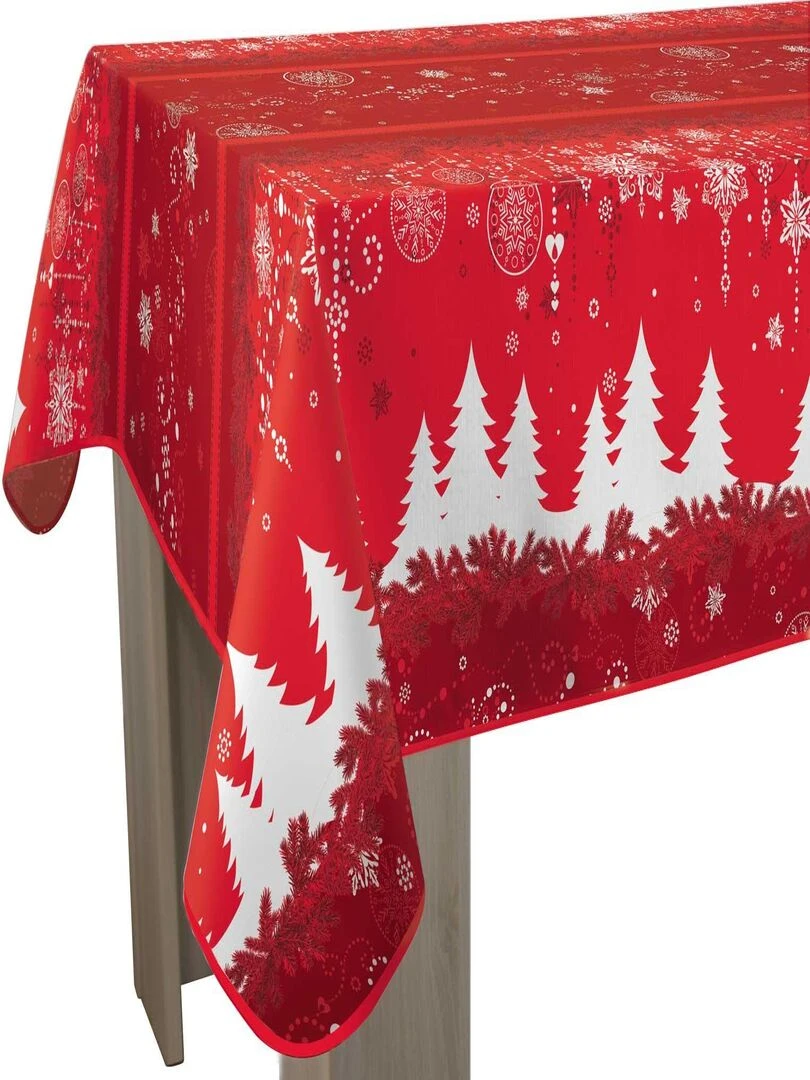Nappe Anti taches Sapin Rouge   Carrée 150 x 150 cm   Rouge bordeaux