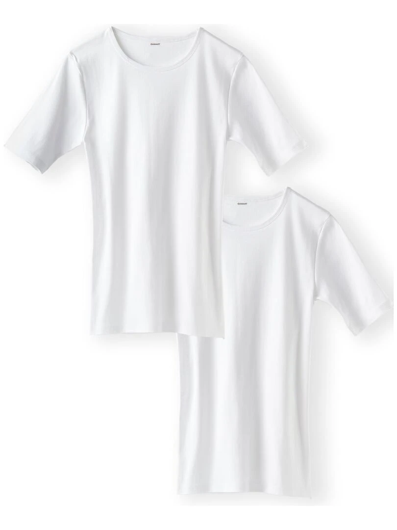 Lot de 2 t shirts col rond manches courtes Essential pur coton peigné Damart Blanc