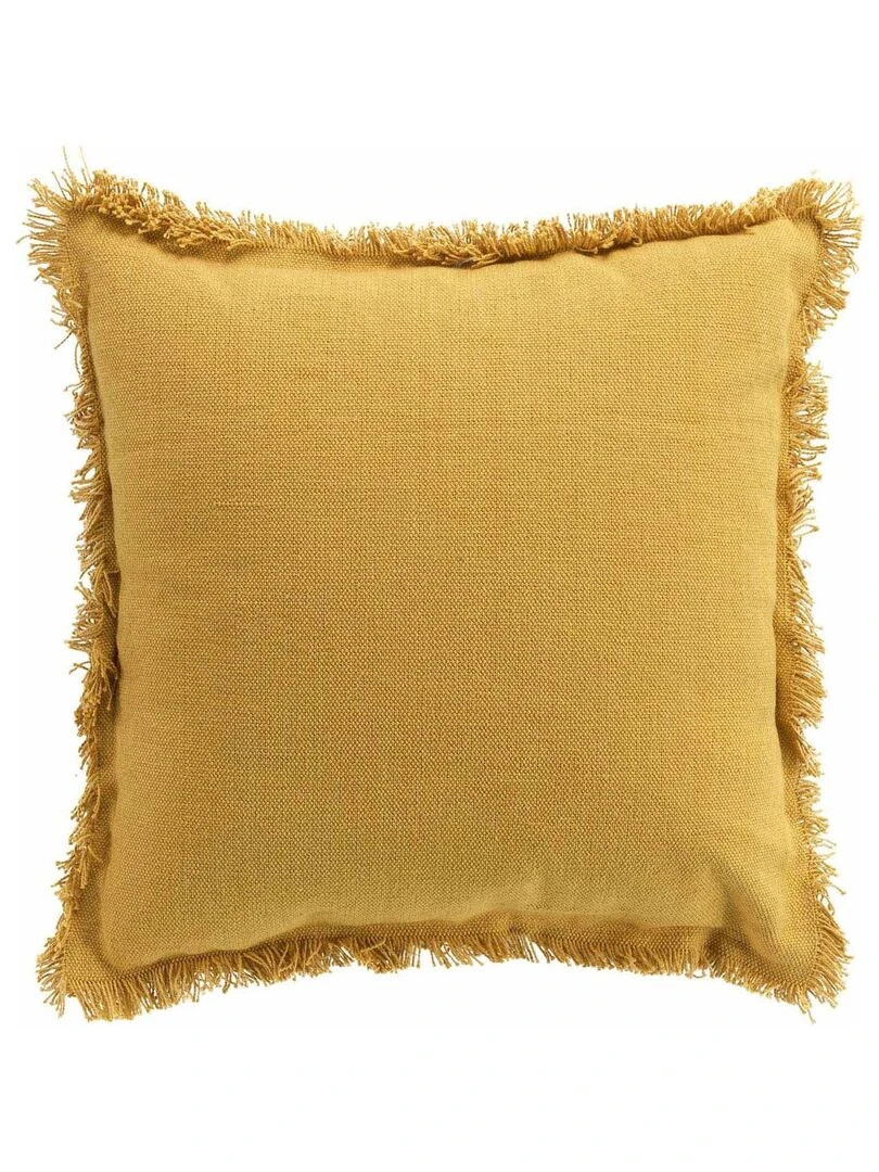 Coussin déhoussable à franges Jaune