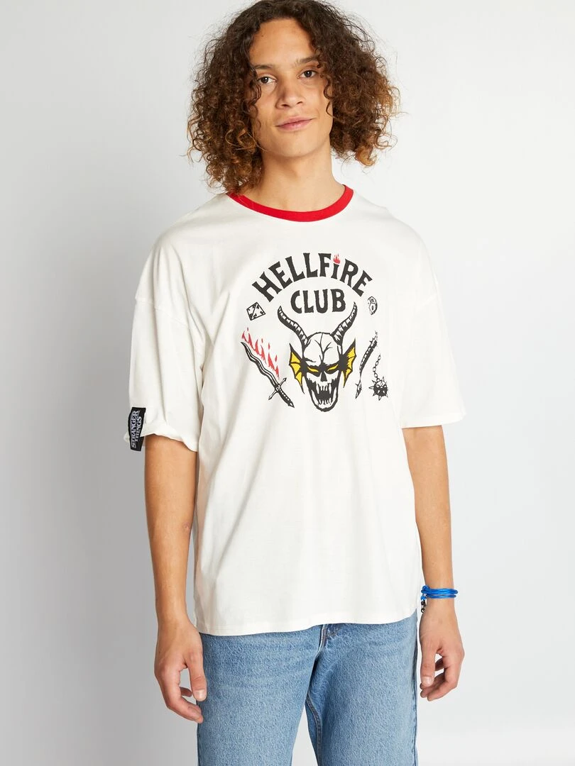 T shirt ' Stranger Things' en jersey Blanc