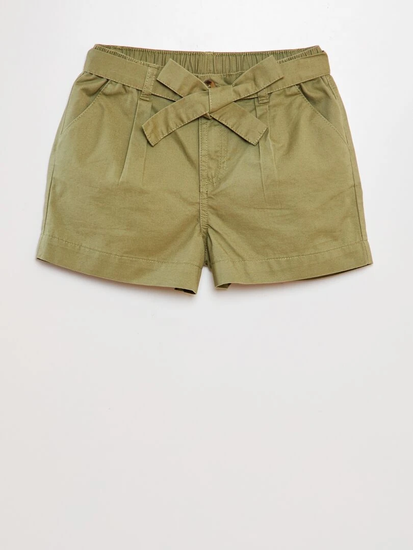 Short en popeline Kaki