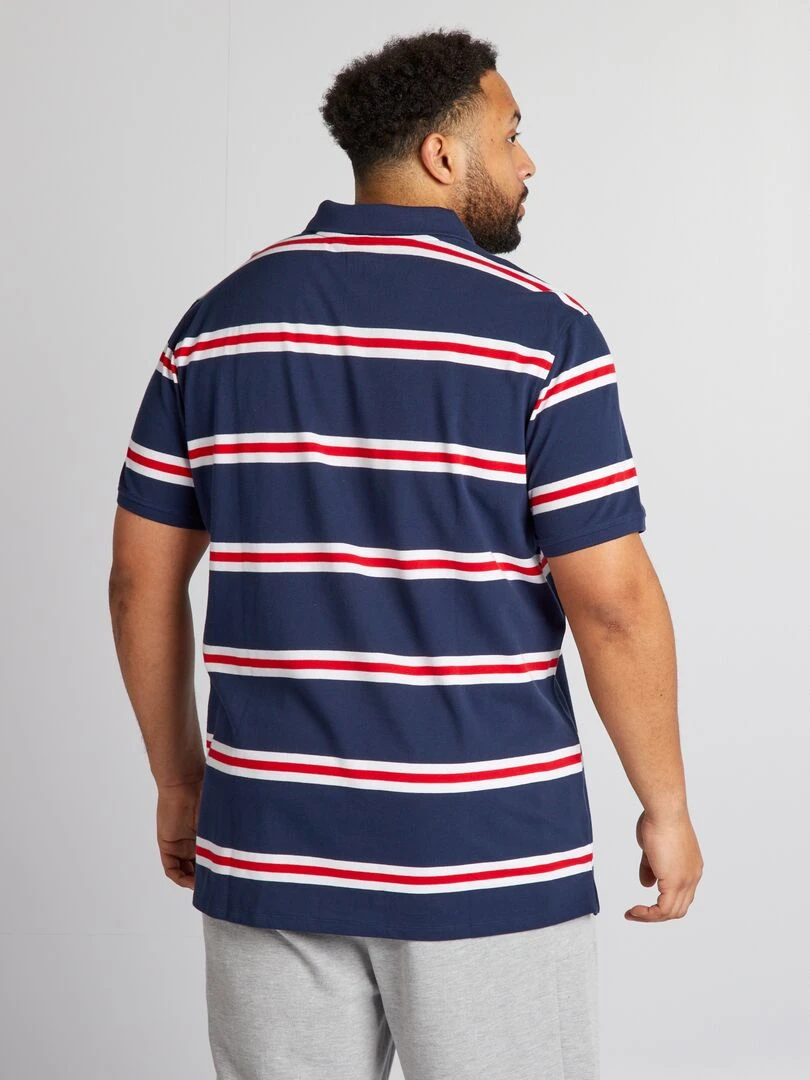 Polo en coton à rayures   Noir