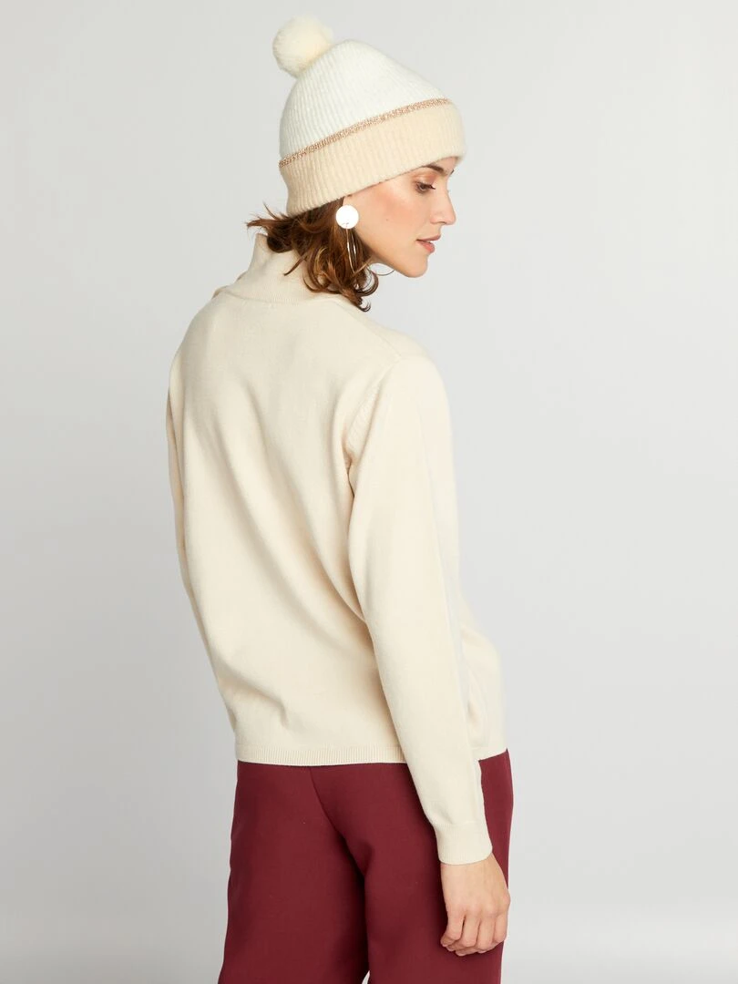 Pull en maille avec boutons fantaisie   Blanc crème