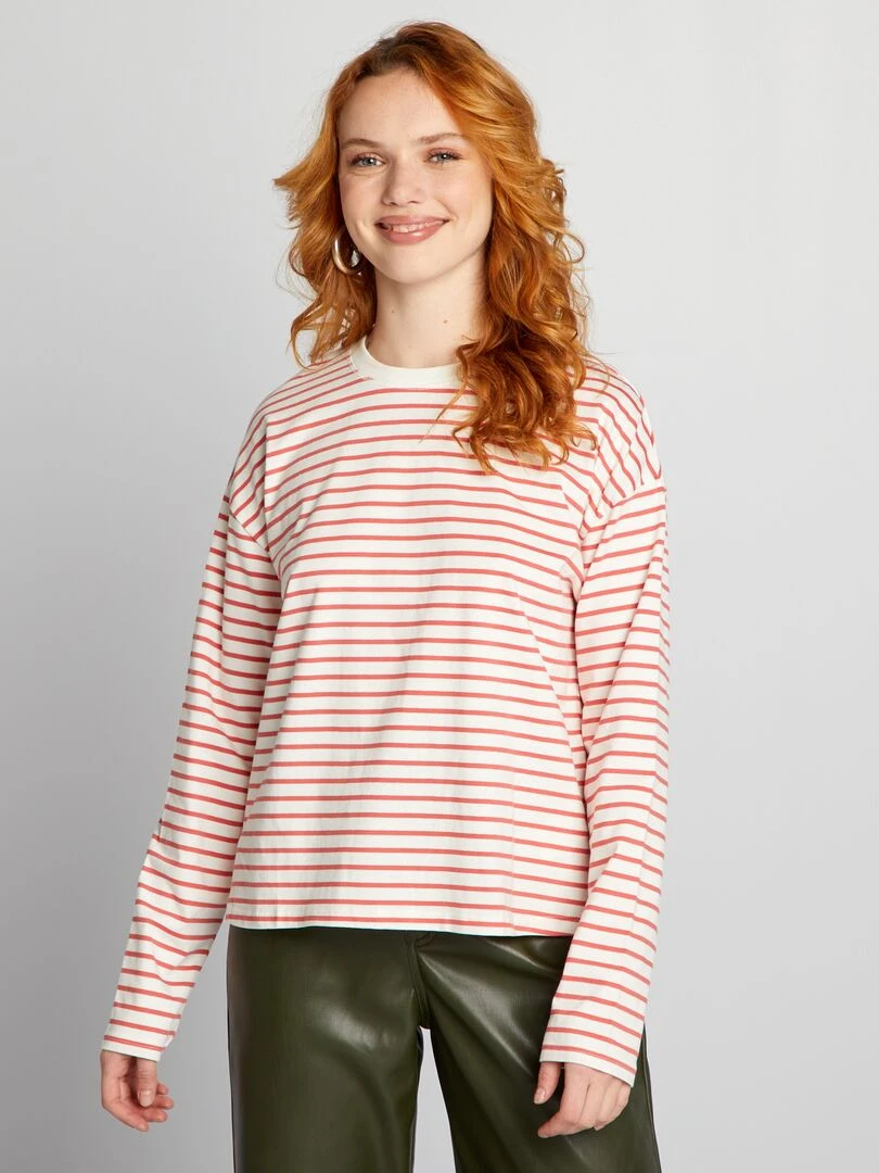T shirt marinière en jersey   BLANC