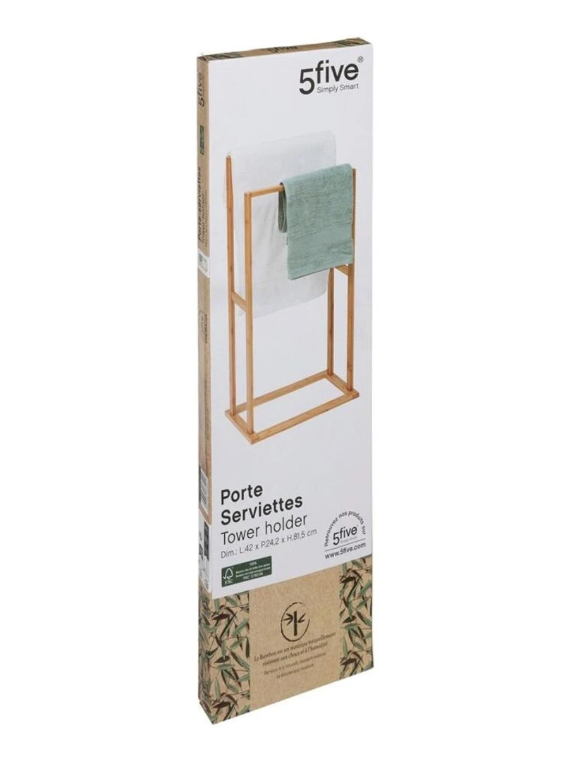 Porte serviettes sur pied bambou   Beige