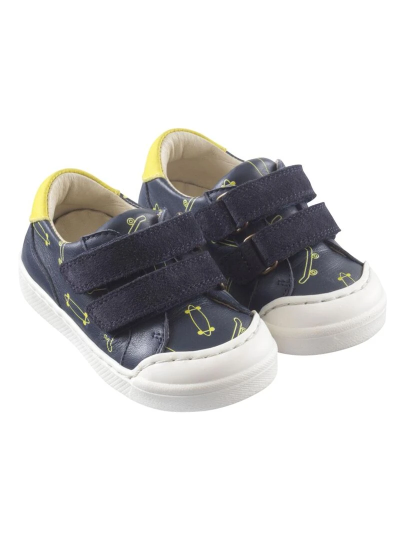 Baskets cuir Happy Bleu marine