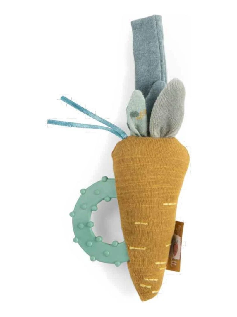 Hochet anneau de dentition carotte Trois petits lapins Orange