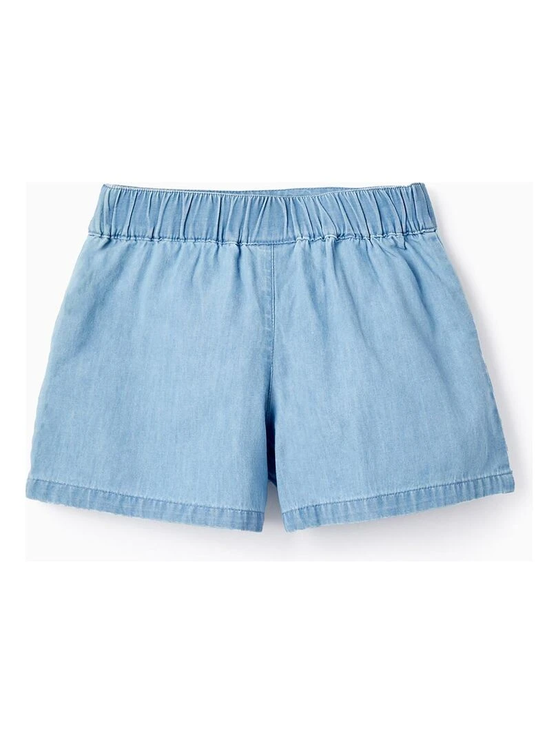 Short en Jean en Coton pour Fille Bleu clair