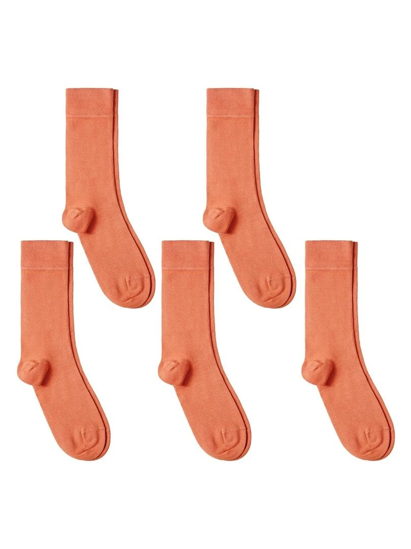 Chaussettes Jersey Coton Lot 5 Paires Fabrication UE Rose saumon