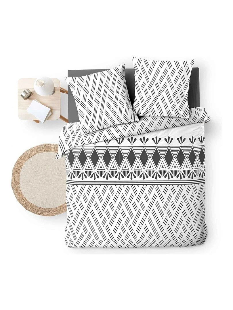 Housse de couette 260x240 + 2 taies Arcadia coton 52 fils   Blanc