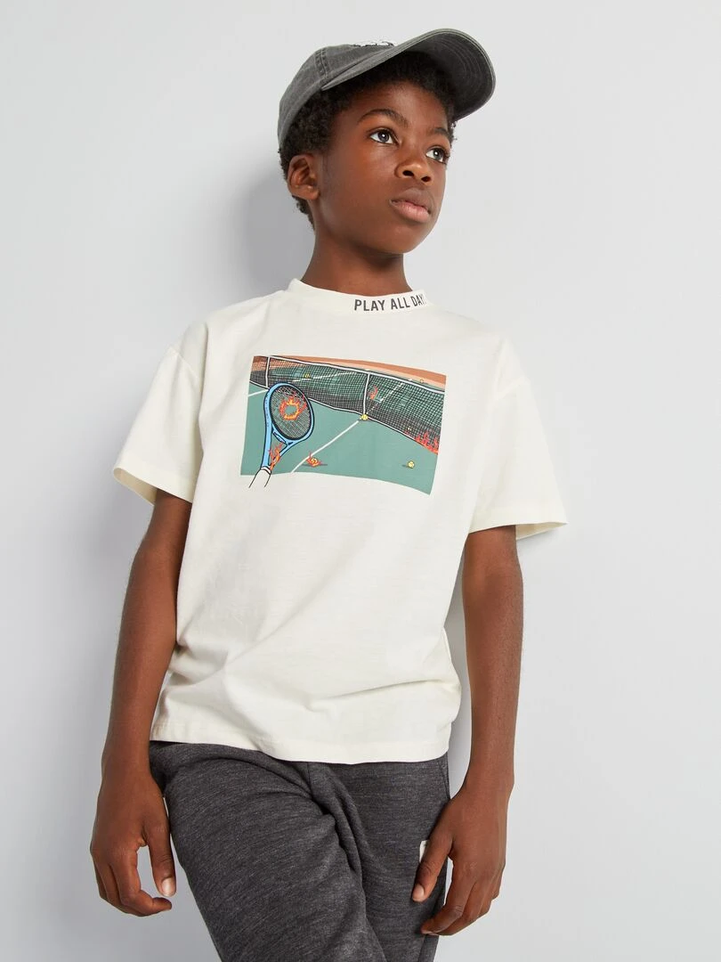 T shirt en jersey 'Tennis' manches courtes   Beige