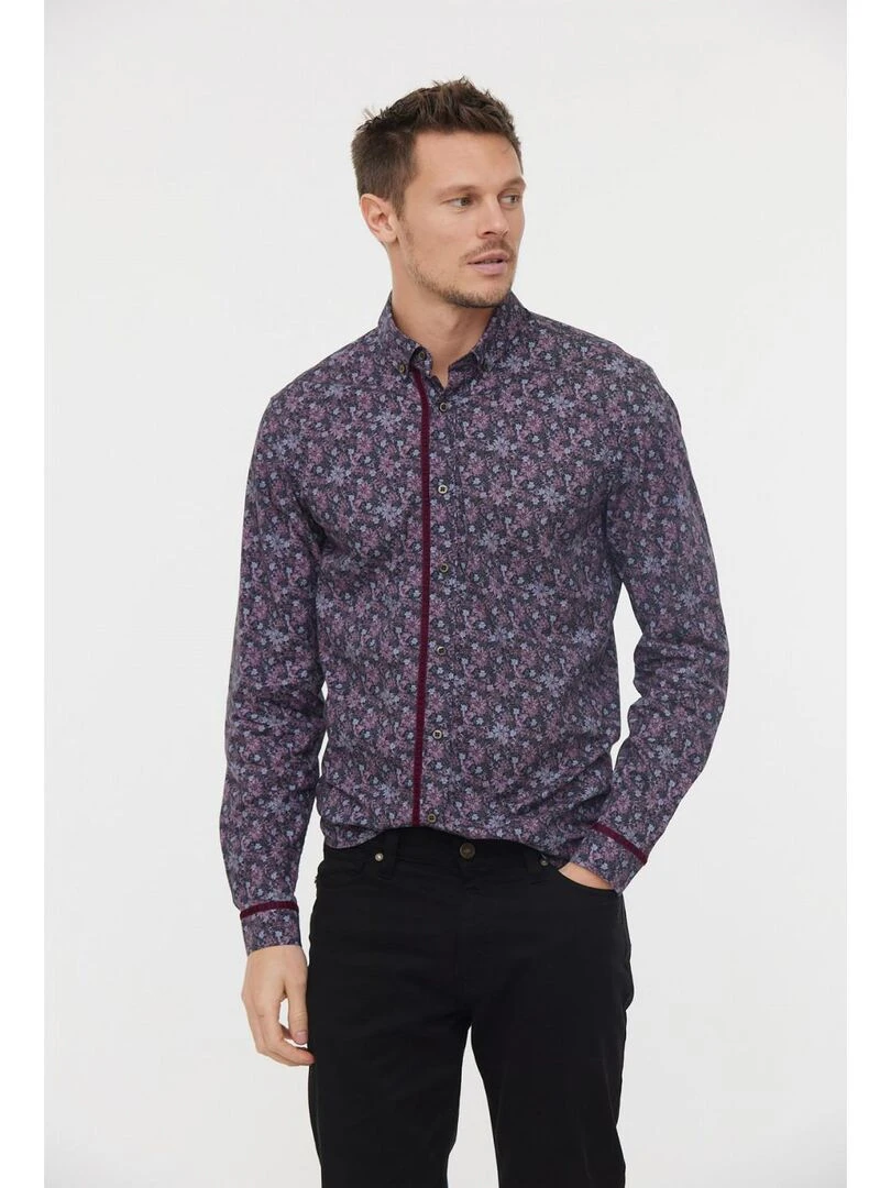 Lee Cooper Chemise manches longues coton slim DINEUR Rouge foncé