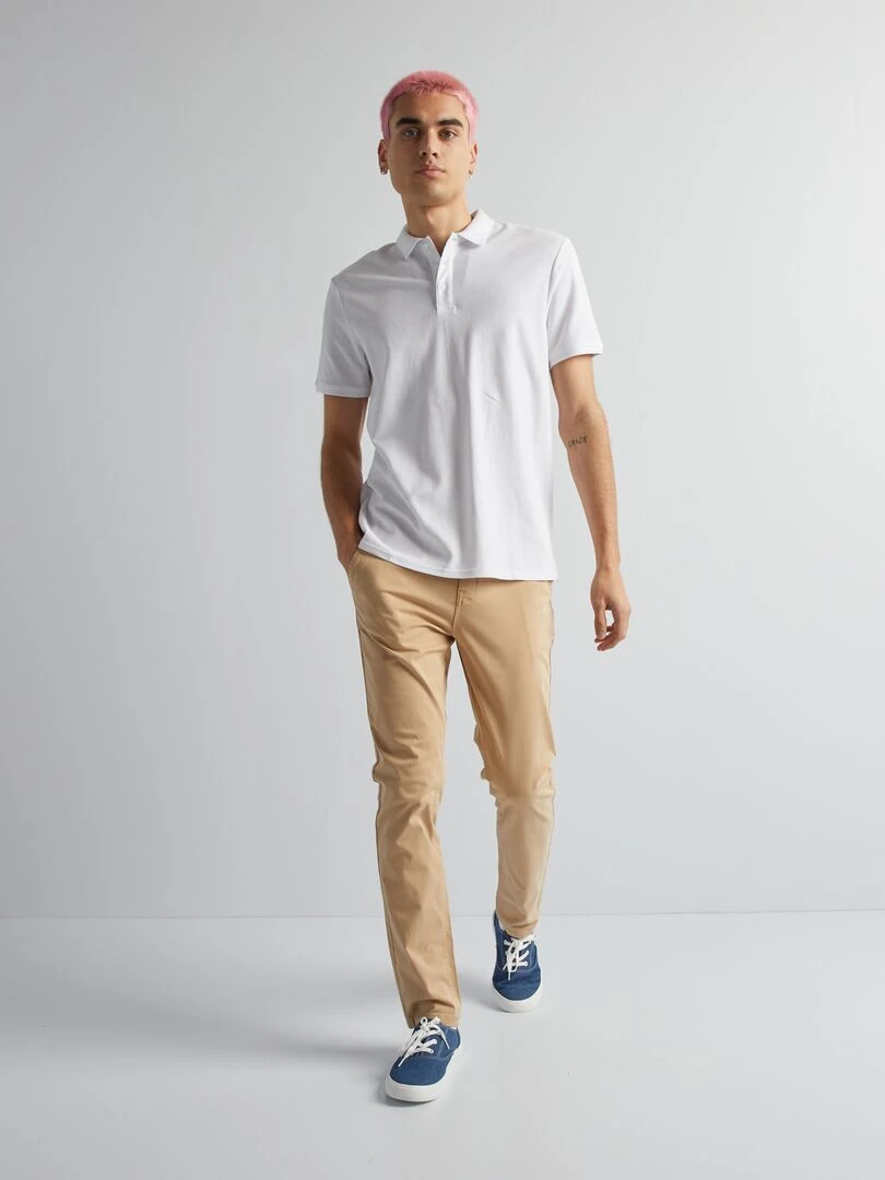 Polo en piqué de coton blanc
