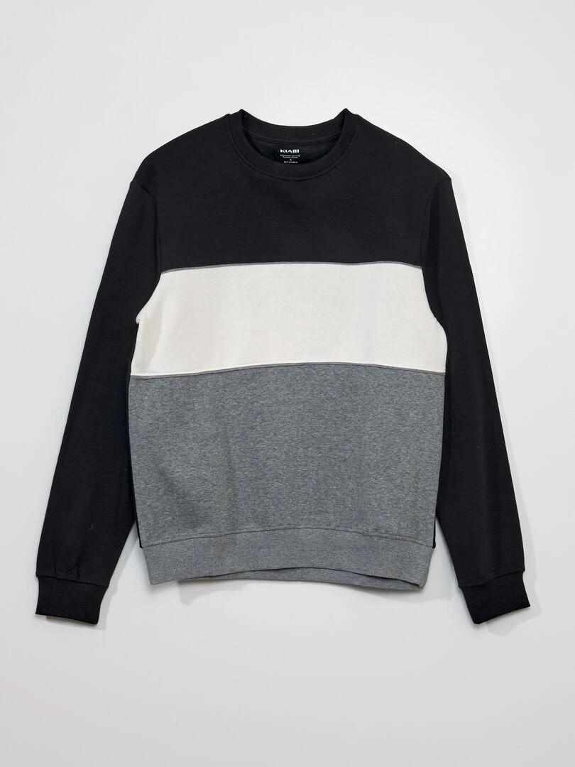 Sweat color block en molleton Gris/bleu/blanc