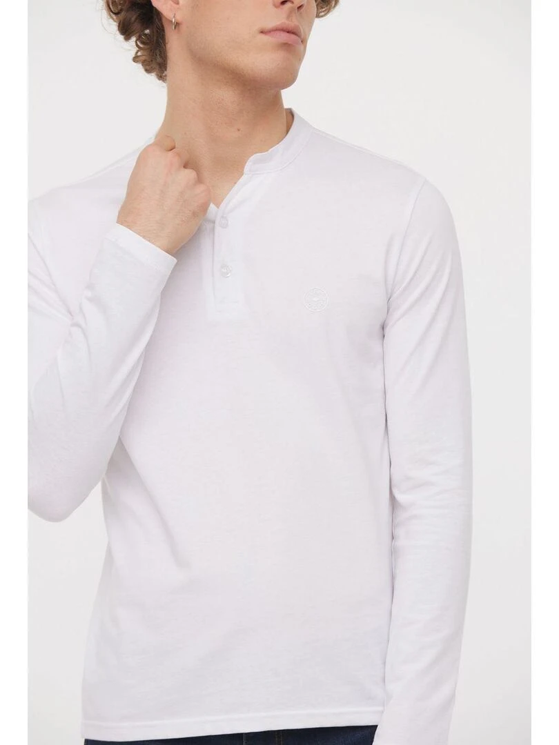 Lee Cooper   T Shirt manches longues coton regular ASILO   Blanc
