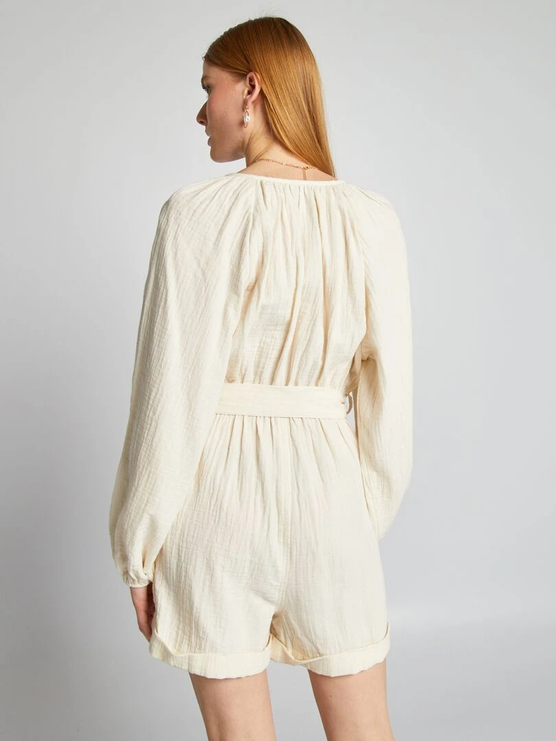 Combishort en gaze de coton   Beige