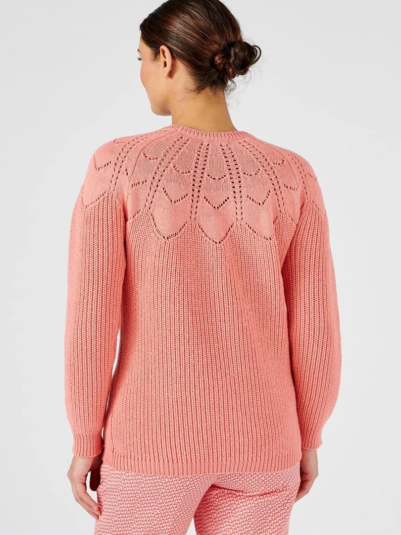 Pull détails ajourés   Damart   Rose