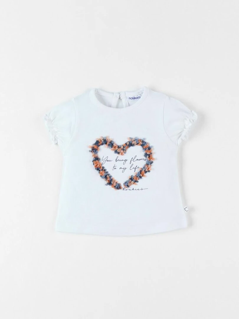 T shirt coeur à courtes manches Noukie's Blanc