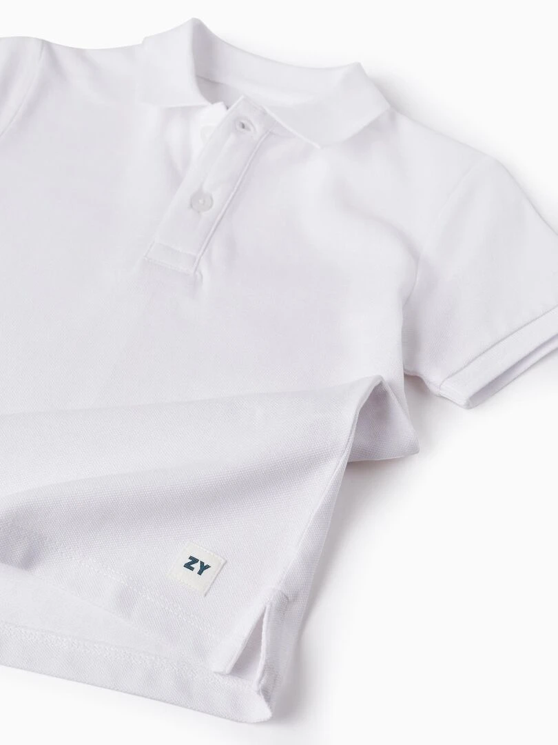 Polo en Coton pour Garçon manches courtes   Blanc