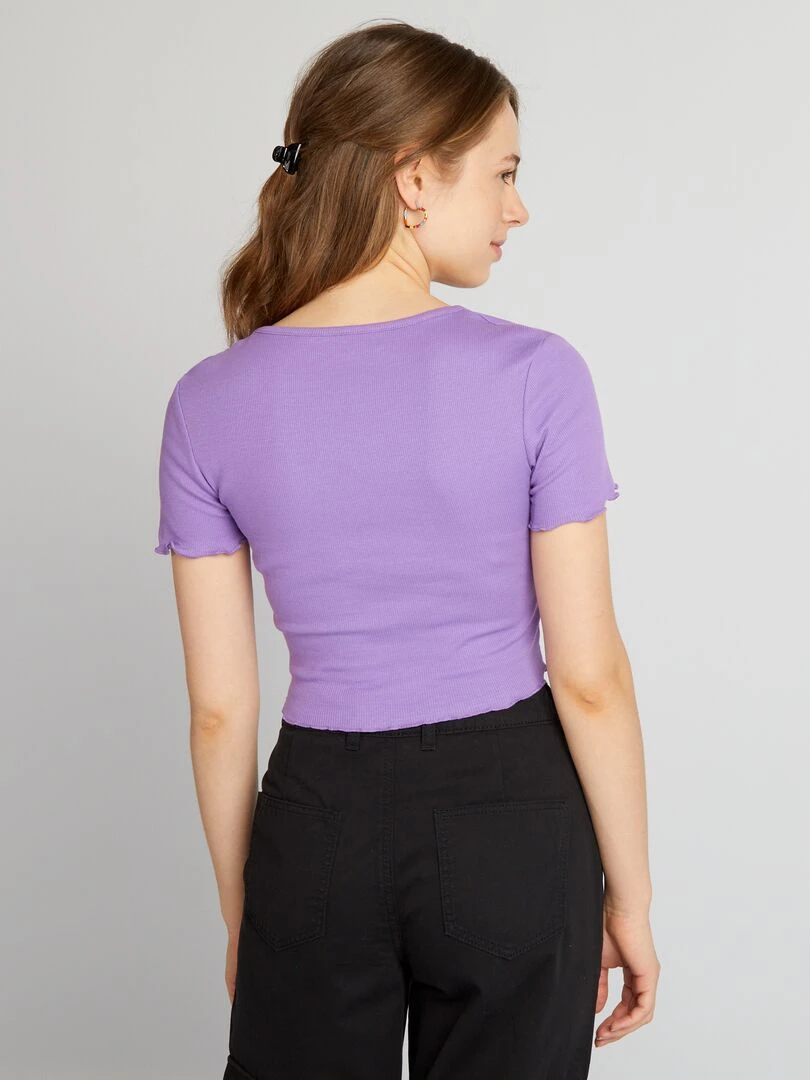 Crop top à bords ondulés   Violet