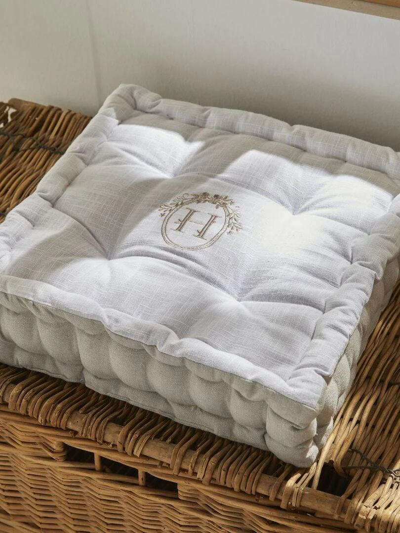 Coussin de sol avec broderies 'CHARME' 'TODAY' Beige