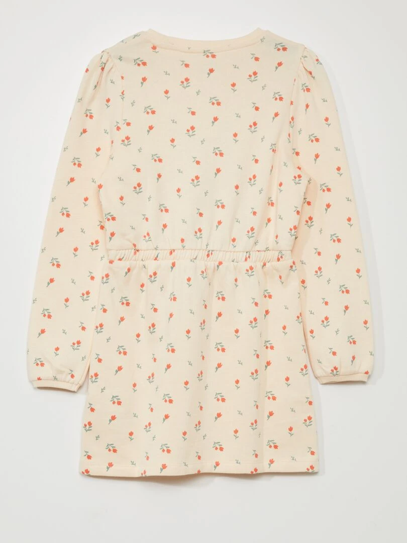 Robe sweat cintrée imprimée   Beige fleurs