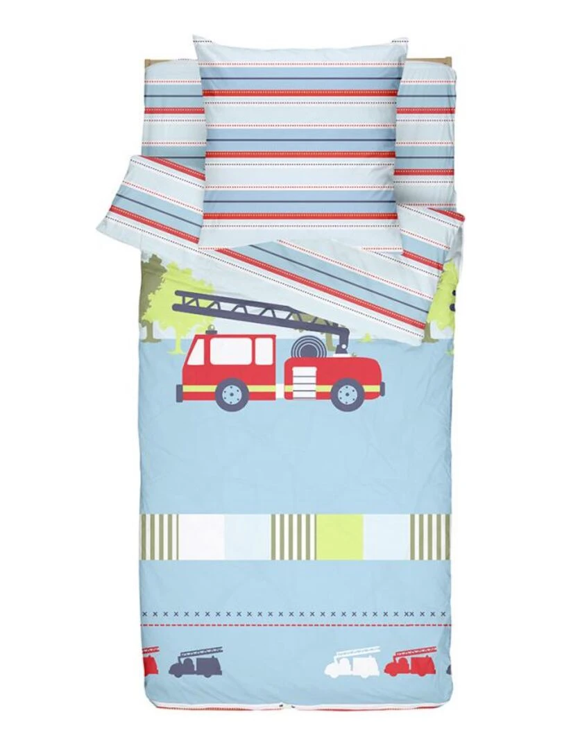 Bleu Câlin Rechange Caradou® Pompier Parure de Lit Enfant Spécial Lit Évolutif 90x140cm Bleu Rouge Blanc