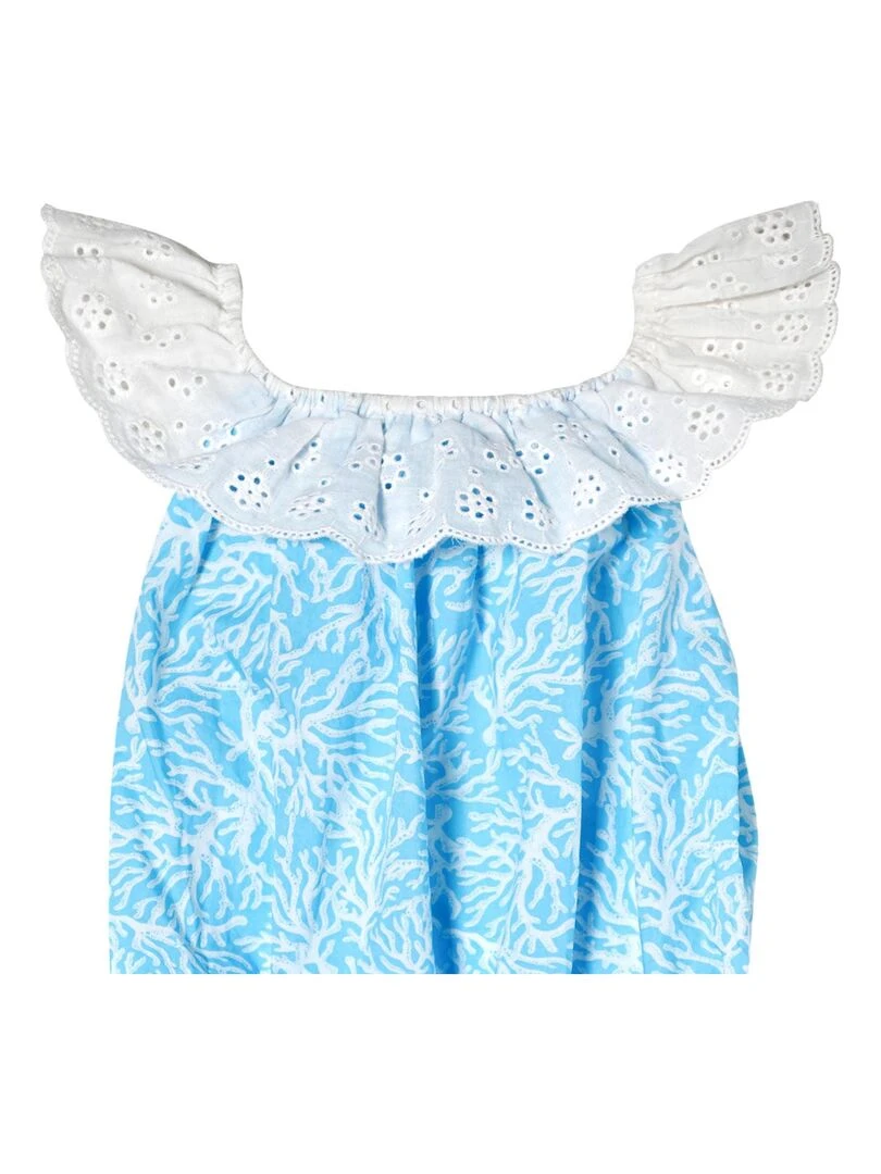 Combi Short Été Fille  Col Élastique  Bleu Turquoise  LOLITA   La Faute à Voltaire   Bleu turquoise