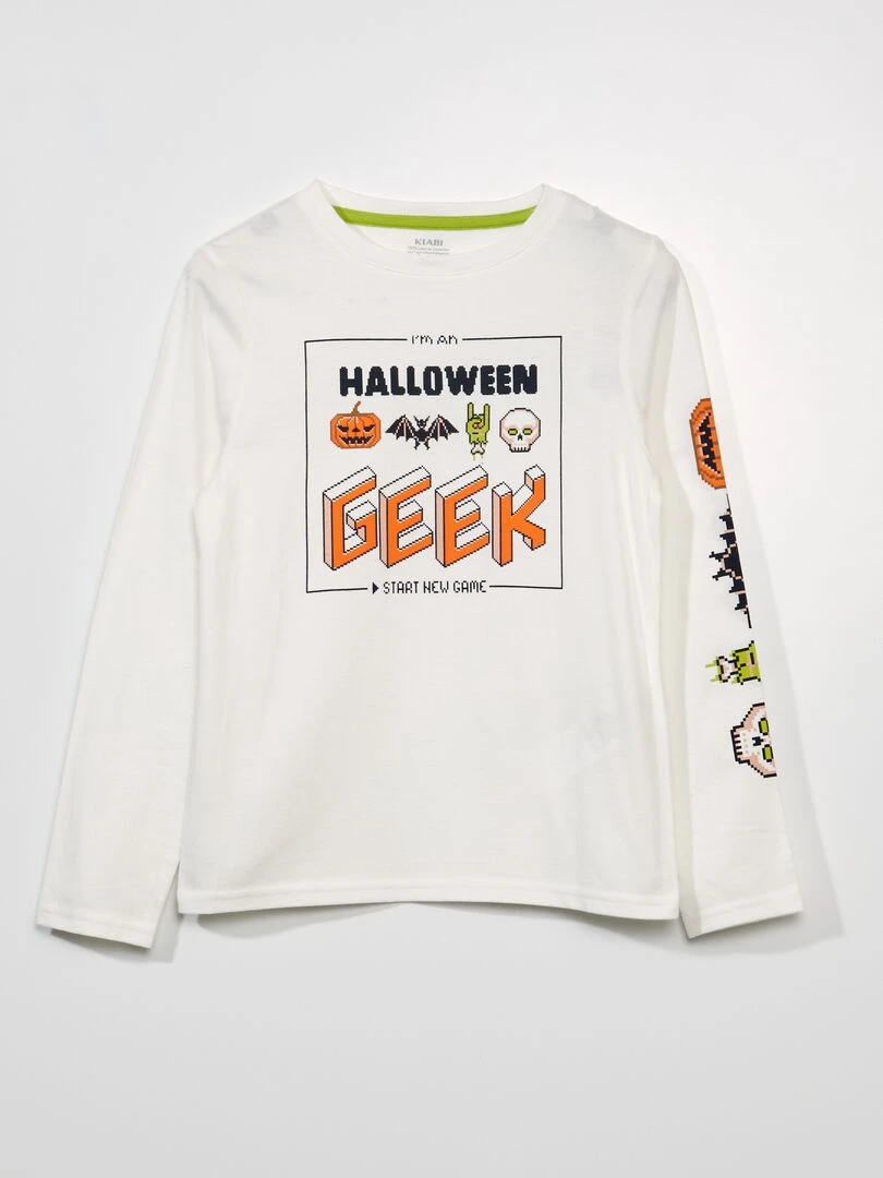 Tee shirt imprimé 'halloween' Blanc