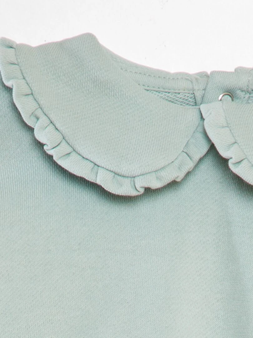 Sweat en coton à col claudine Bleu clair