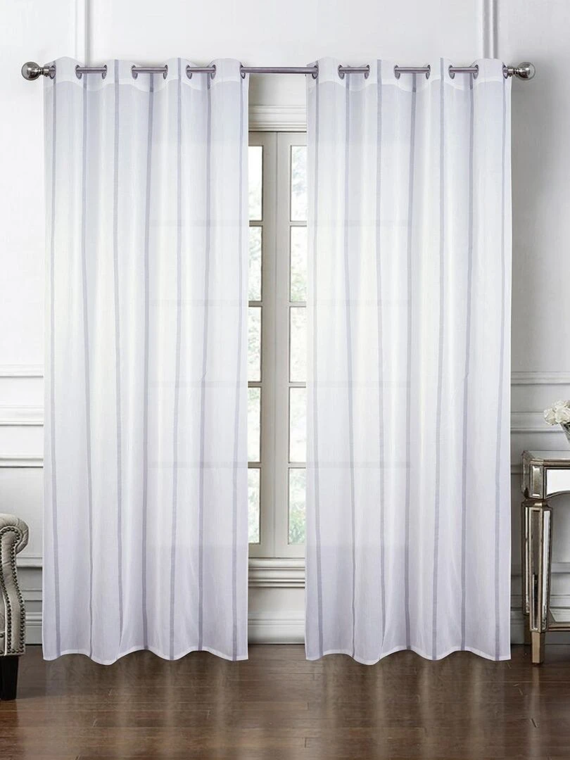 Paire de voilages à bandes verticales brillantes Noir