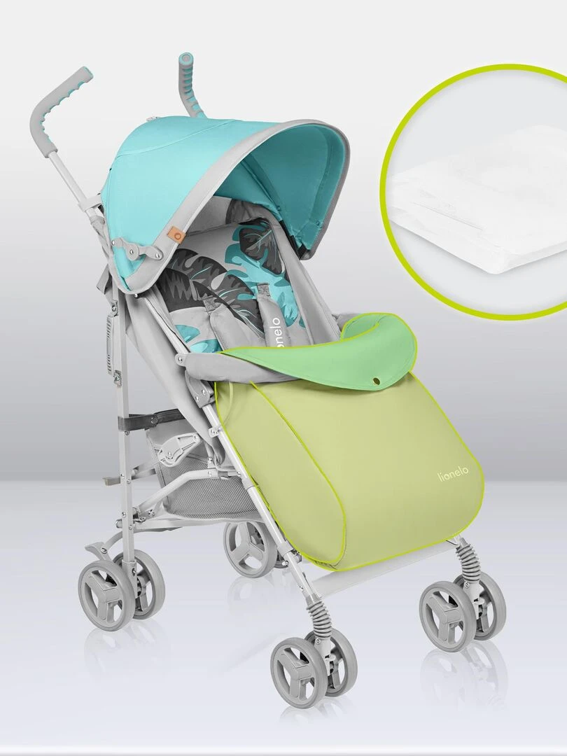 LIONELO Elia   Poussette bébé canne compacte   De 6 à 36 mois   Accessoires inclus   Bleu   Bleu turquoise