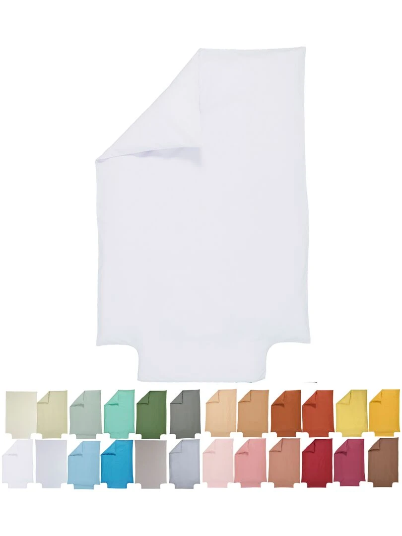 Housse de couette Coton Bio 57 fils 'P'tit Basile' Blanc