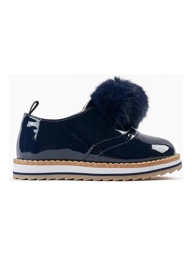 Chaussures en vernis avec pompon pour bébé fille BROTHERS&SISTERS Bleu foncé