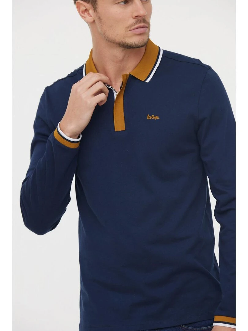 Lee Cooper   Polo manches longues coton regular BOCE   Bleu marine
