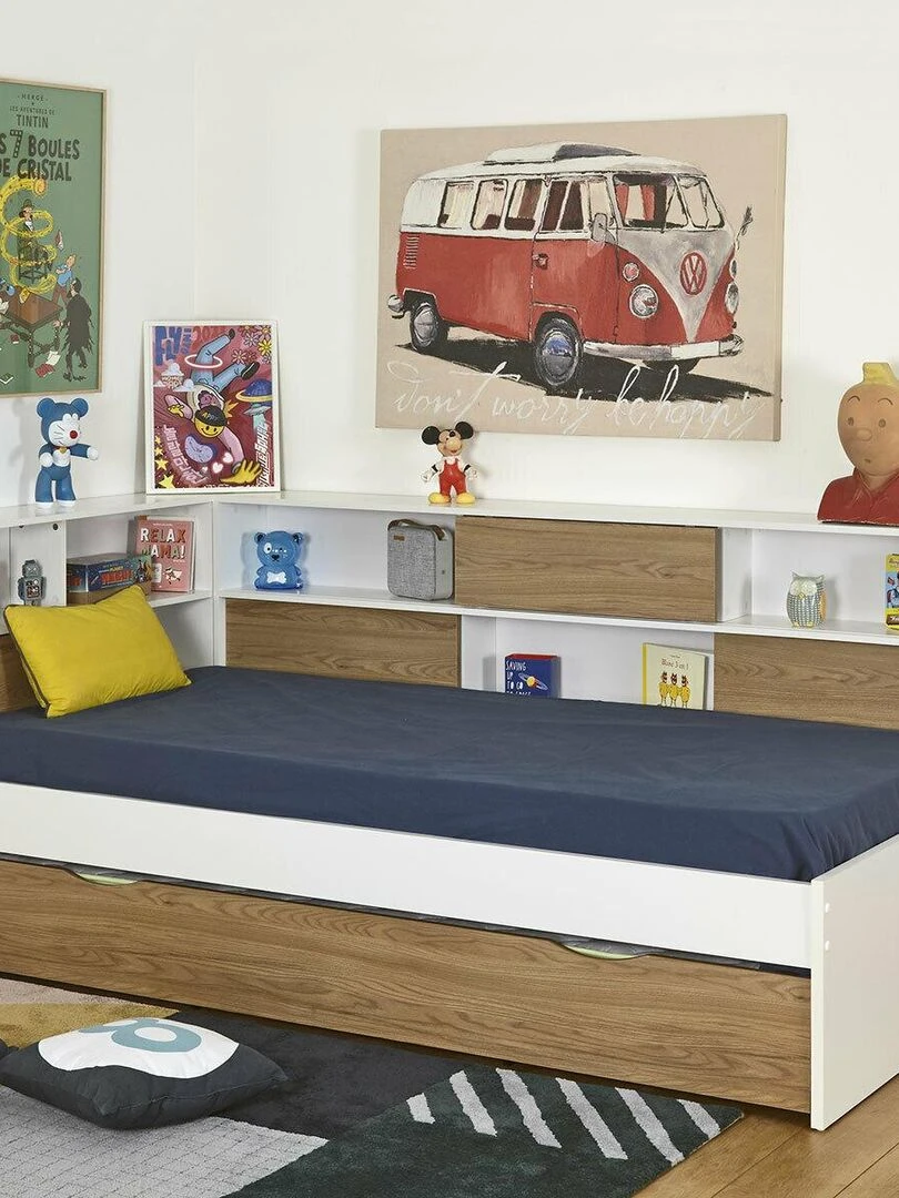 Pack lit cosy gigogne avec 2 matelas Play   AKITEN RETAIL   Blanc Marron